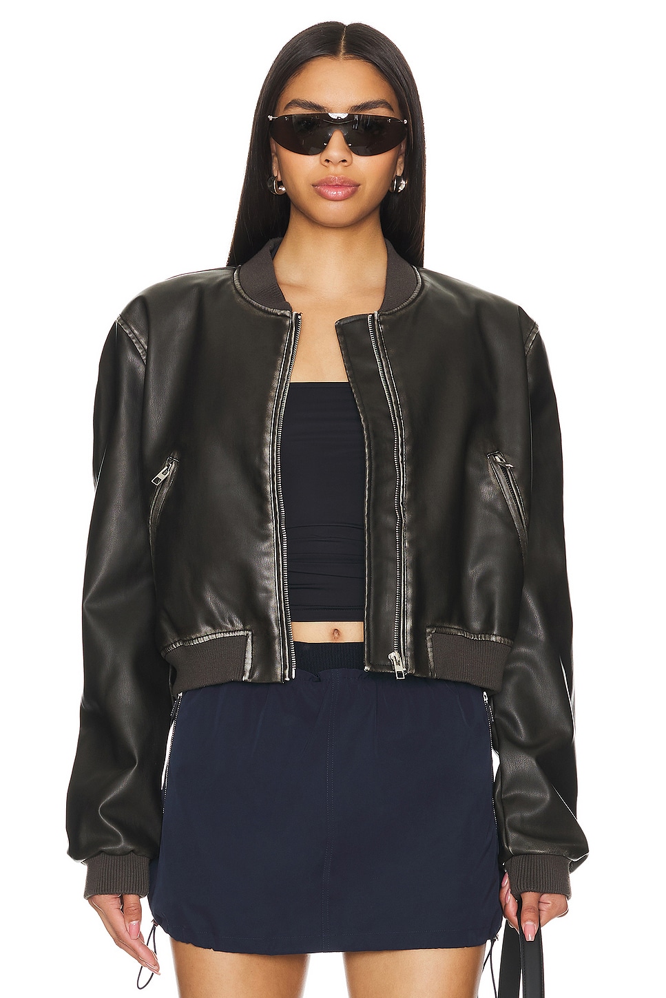 superdown Neveah Faux Leather Bomber