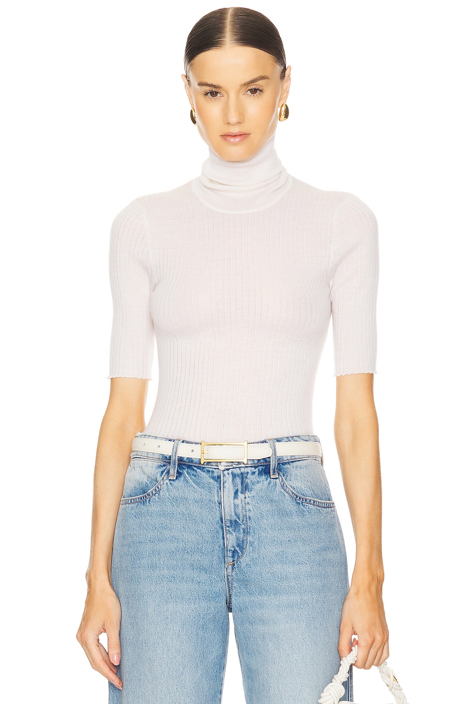 SPRWMN Short Sleeve Turtle Neck Top