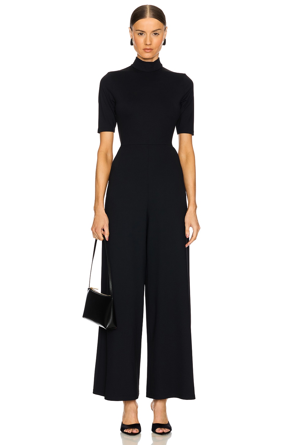 Susana Monaco Mock Neck Short Sleeve Jumpsuit