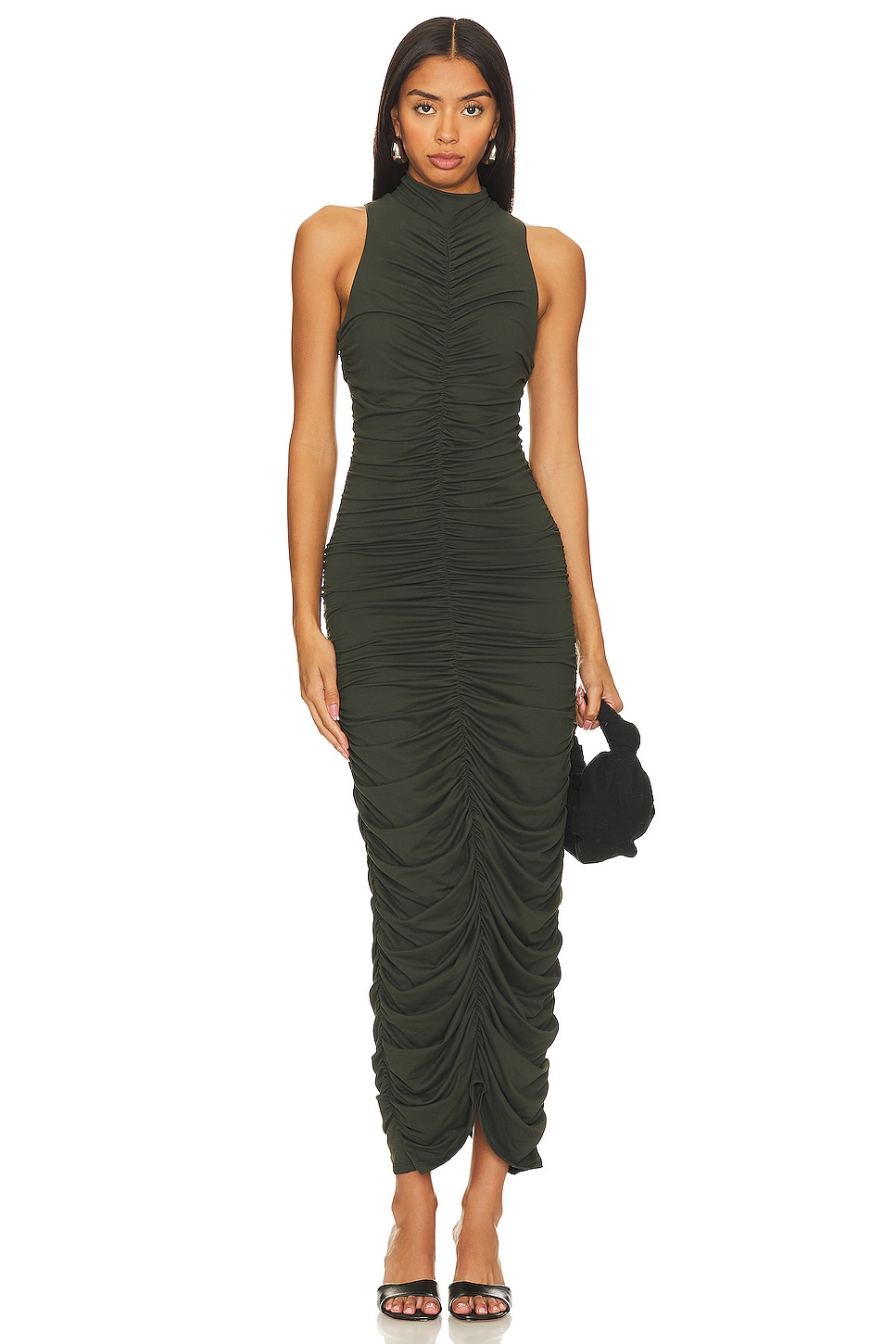 Susana Monaco Gathered Mock Neck Midi Dress