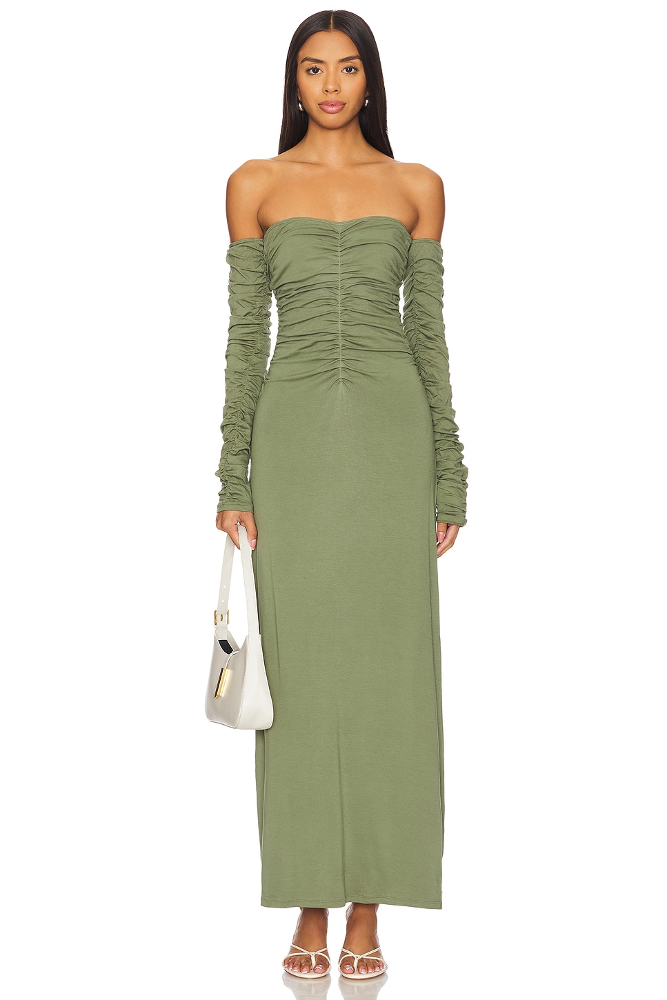 SWF Ruched Long Sleeve Maxi Dress