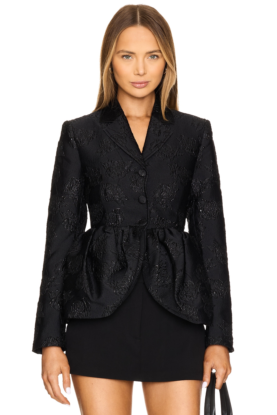 ROTATE Jacquard Draped Blazer