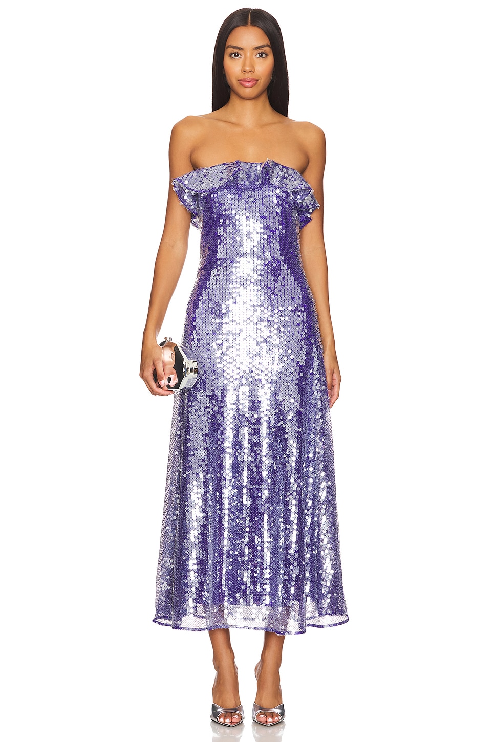 AMUR Braelynn Mesh Sequin Midi Dress