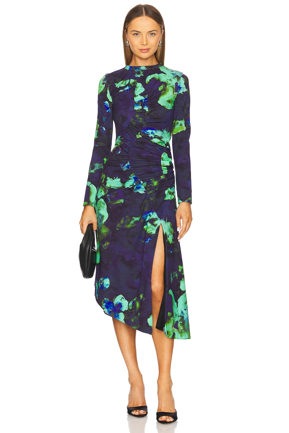 AMUR Milani Printed Midi Dress