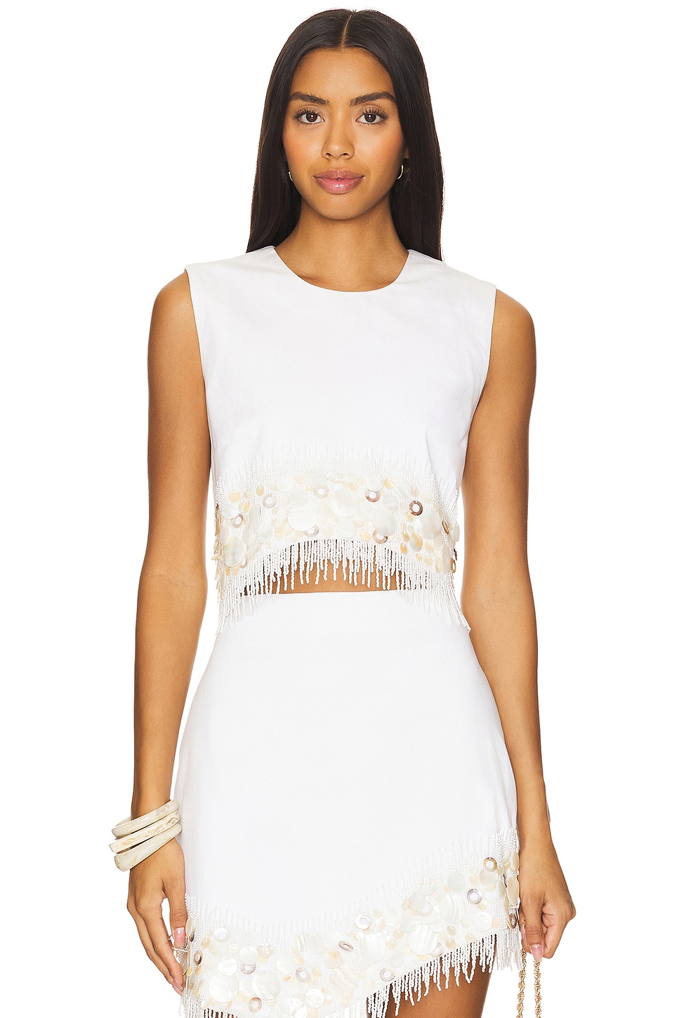 AMUR Antonella Shell Beaded Top