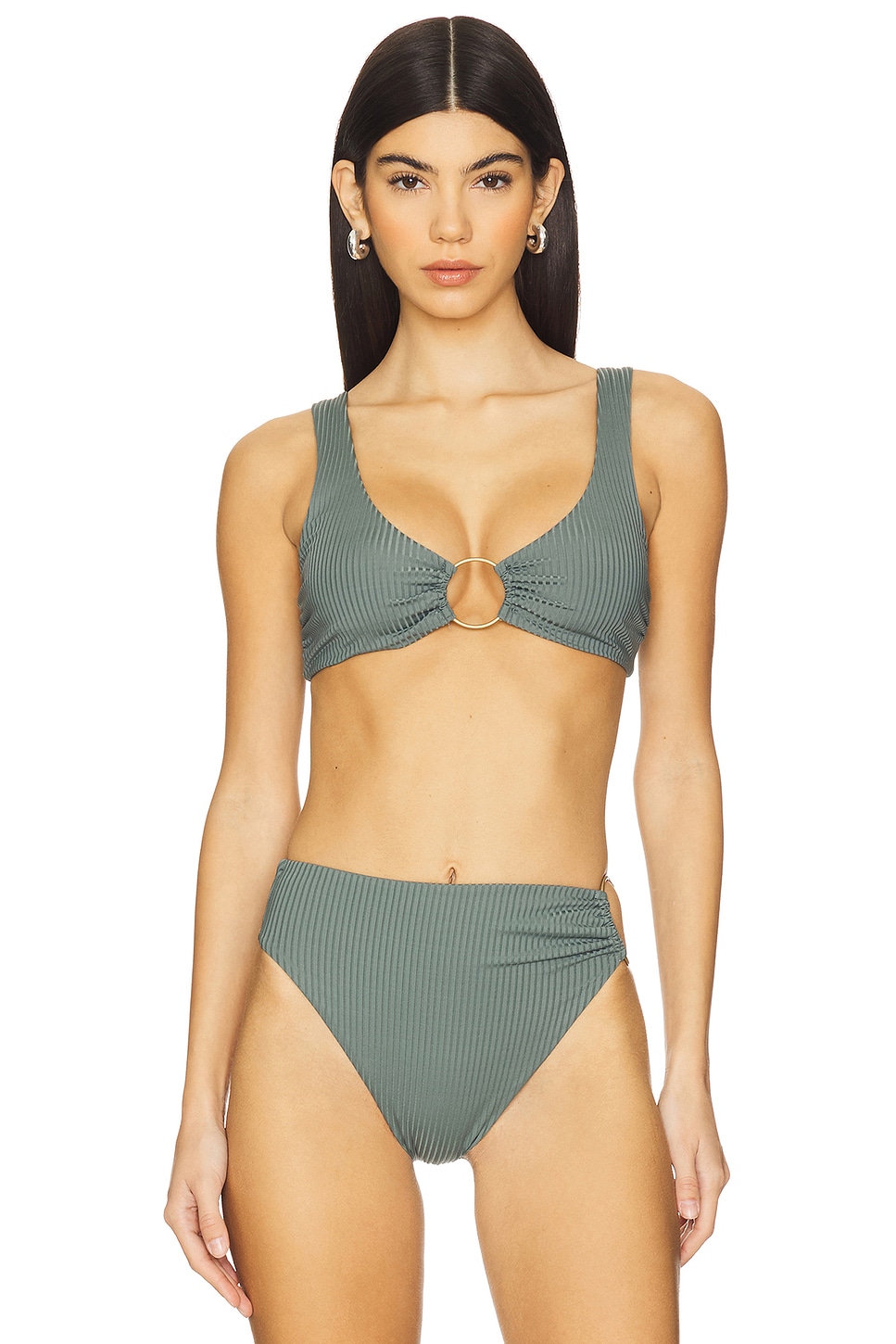 vitamin A Skylar Bikini Top in Sea Green Eco Rib