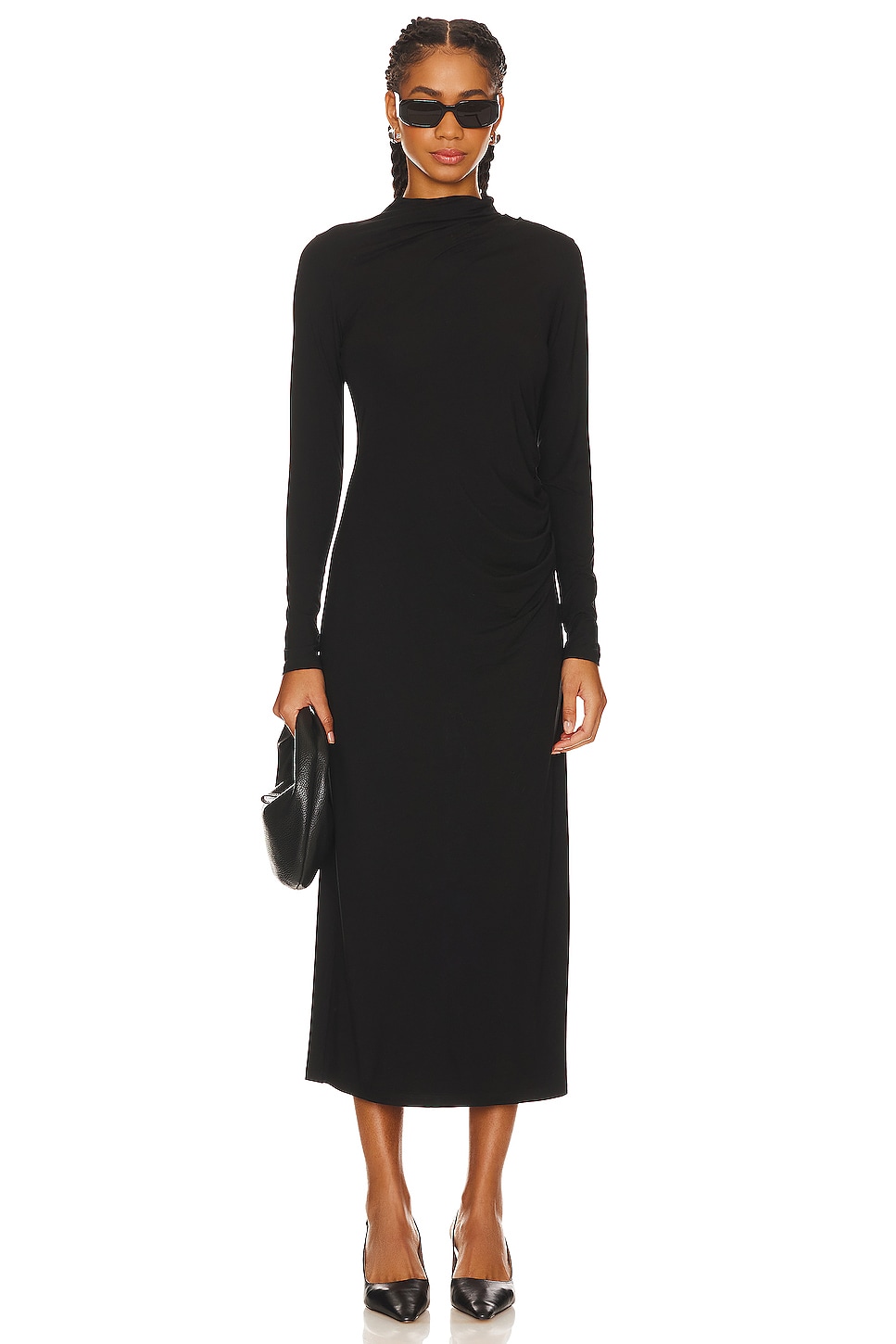 Vince Turtle Neck Rouched Dress