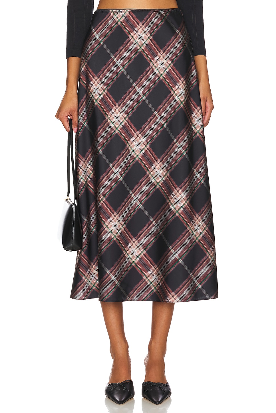 Vince Plaid Shaped Hem Slip Skirt