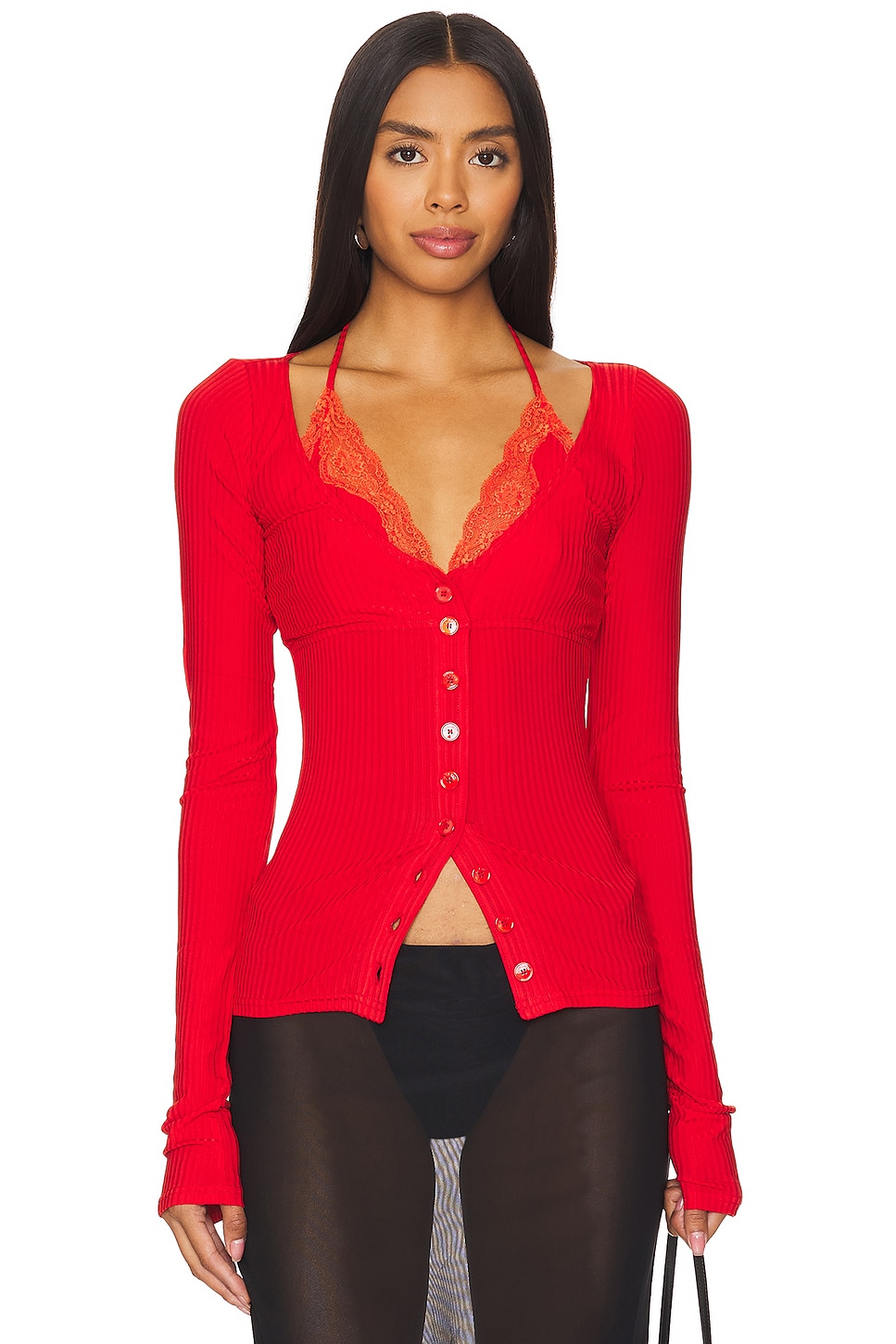 Vaillant Ribbed Jersey Cardigan With Bra Top