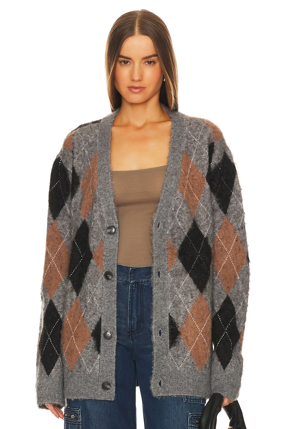 WAO Argyle Sweater Cardigan