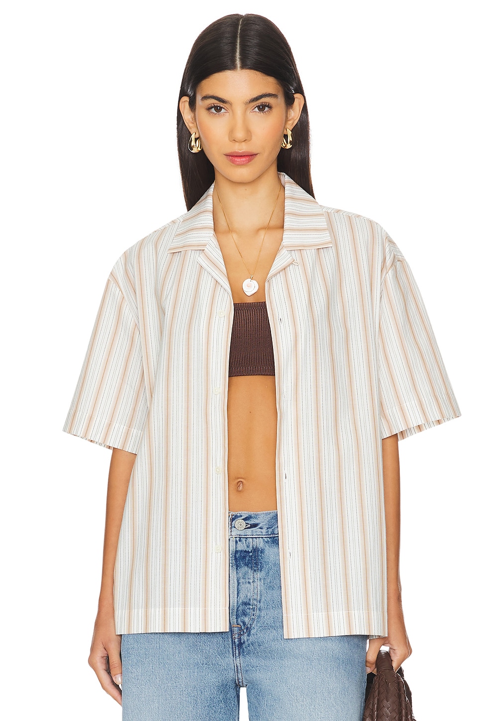 WAO Textured Stripe Camp Shirt