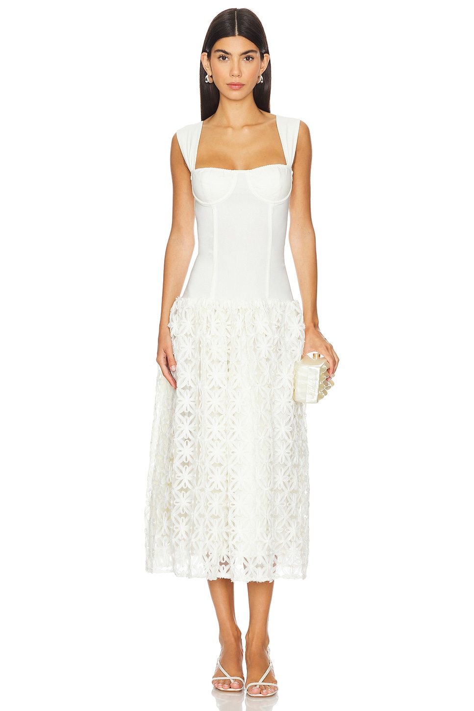 WeWoreWhat Corset Lace Skirt Midi Dress