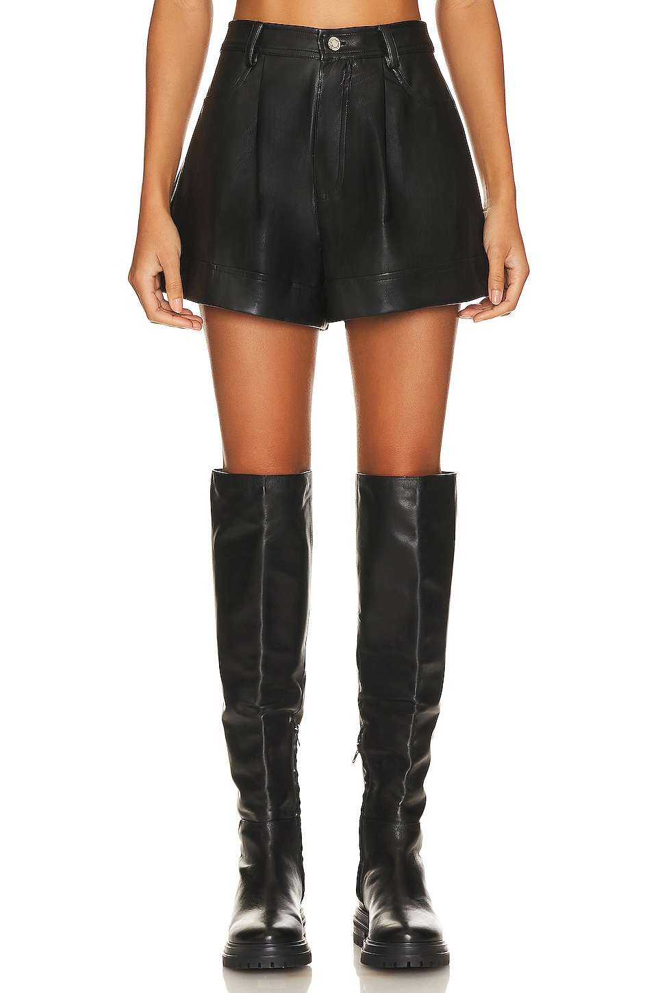 WeWoreWhat Faux Leather Cuffed Short