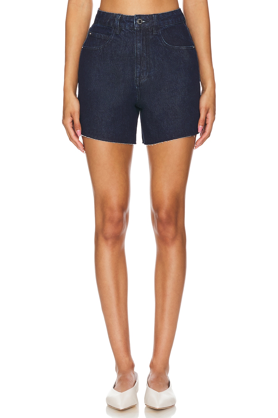 WeWoreWhat High Rise Flare Short in Undone Wash