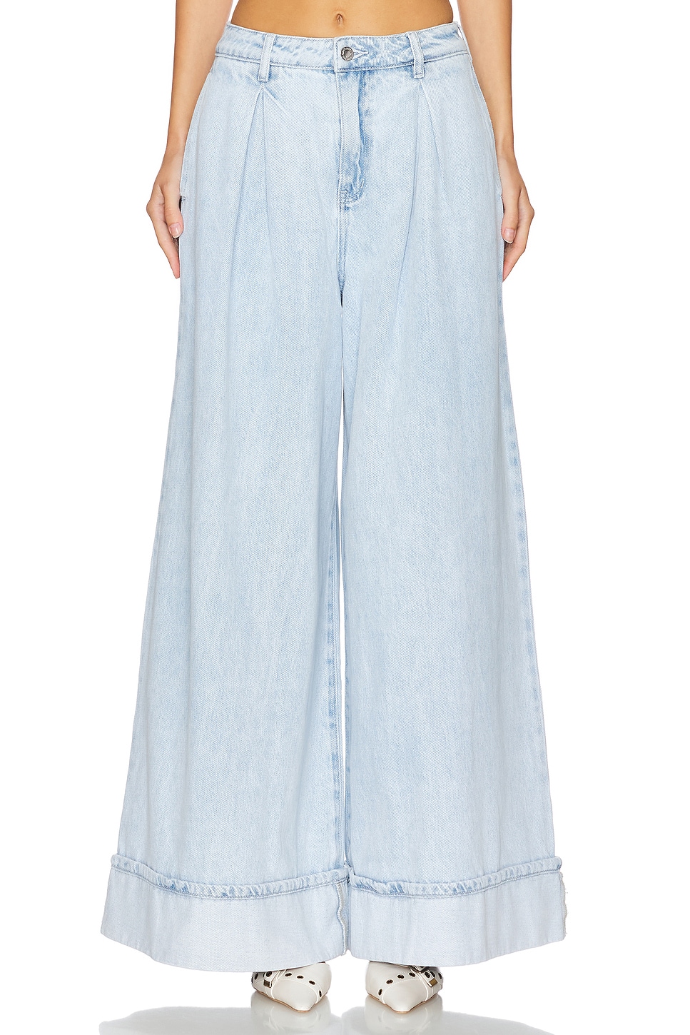 WeWoreWhat Pleated Wide Leg Jean