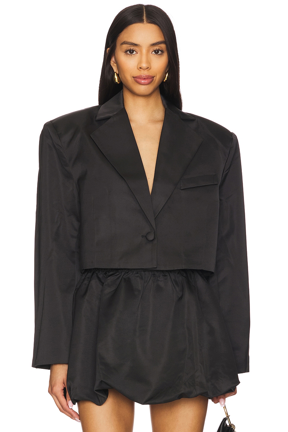 WeWoreWhat Cropped Satin Blazer