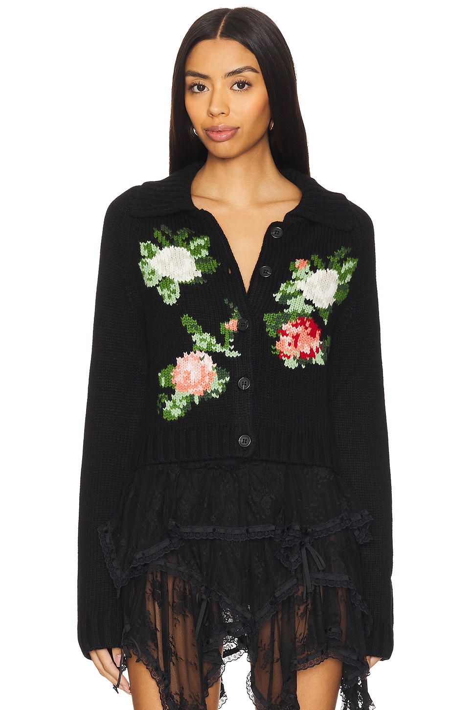 Yuhan Wang Rose Intarsia Cardigan