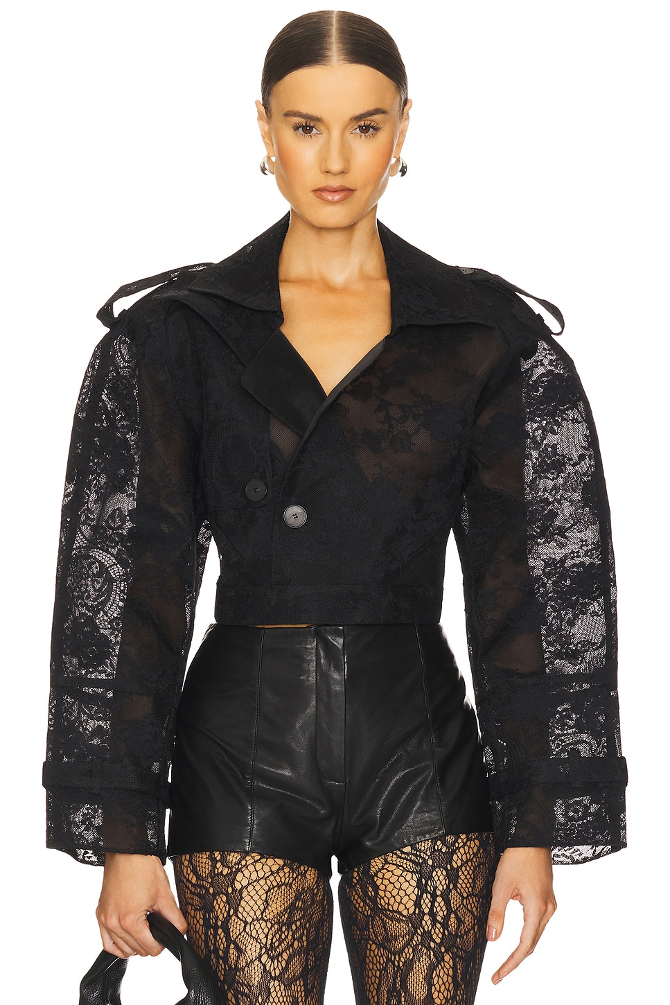 Yuhan Wang Chantilly Lace Biker Jacket