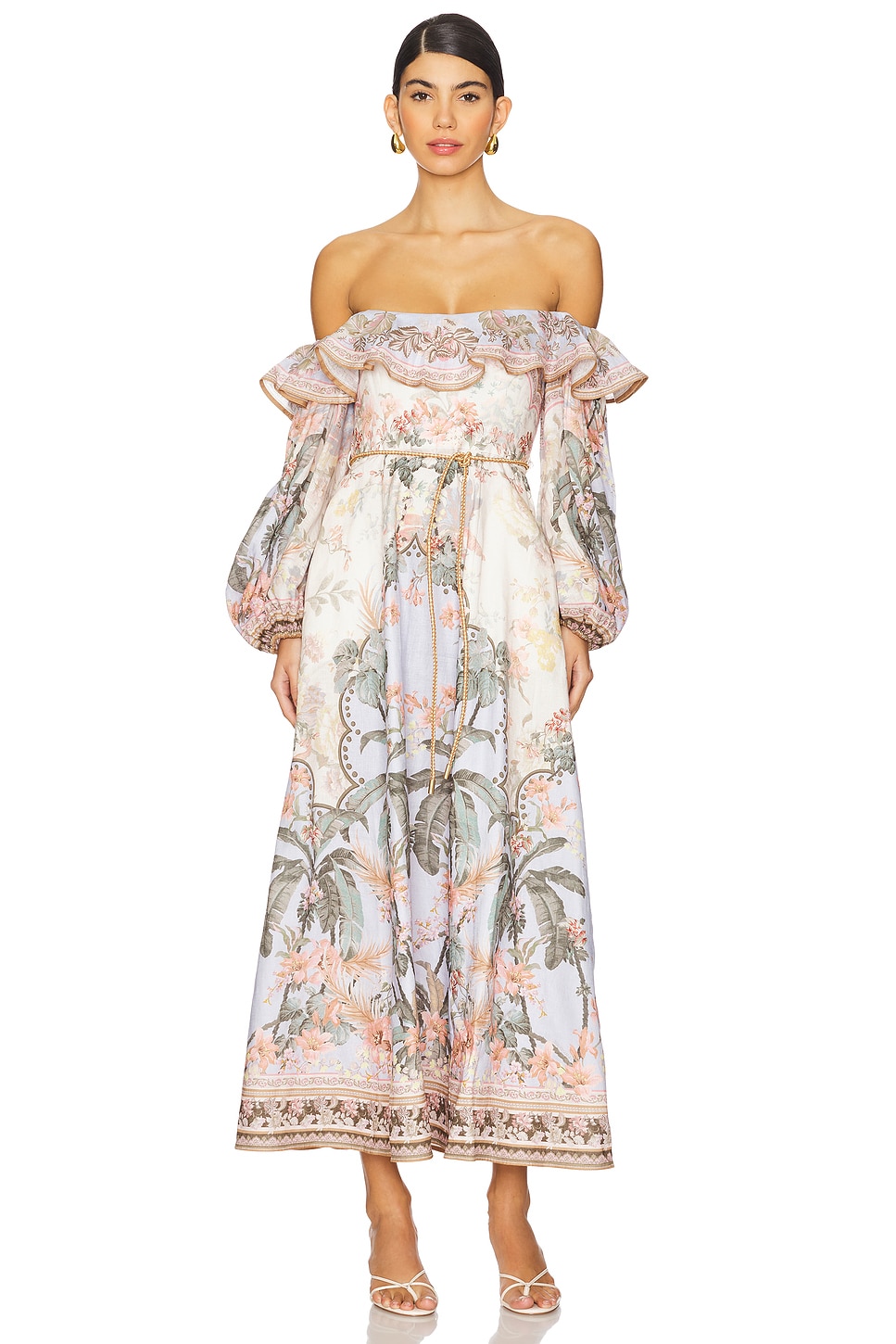 Zimmermann Wylie Off-Shoulder Midi Dress