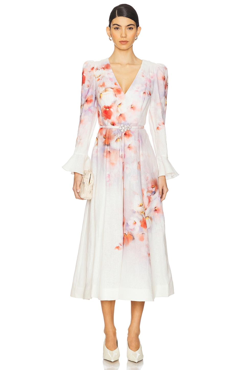 Zimmermann Crush Frill Sleeved Midi Dress