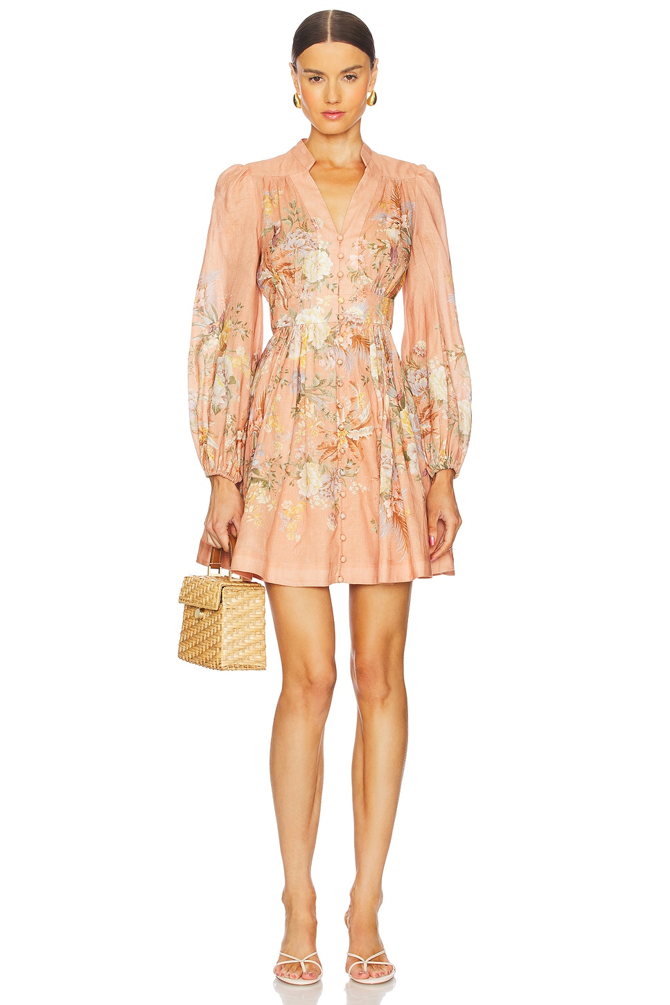 Zimmermann Tallow Plunge Mini Dress