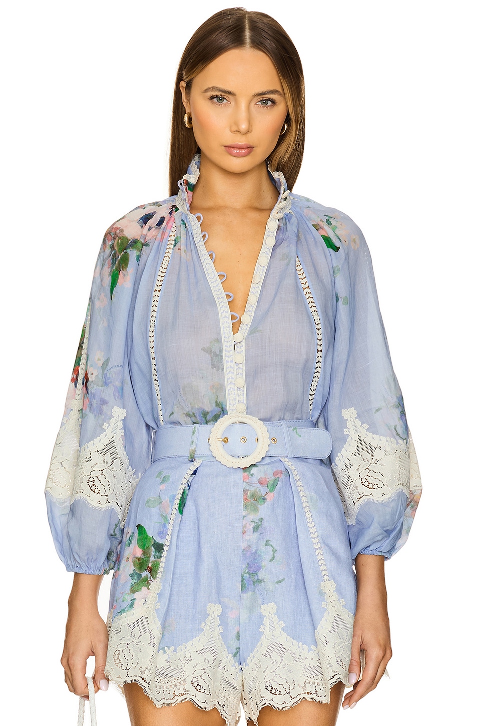 Zimmermann Everley Lace Trim Blouse