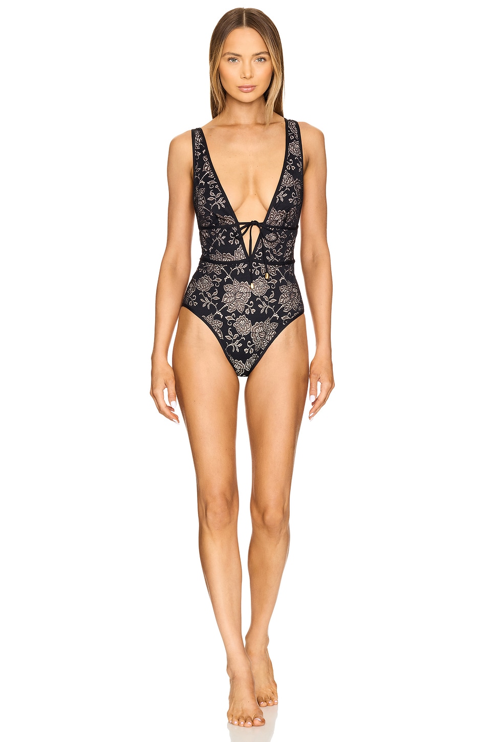 Zimmermann Tallow Lace Plunge One Piece