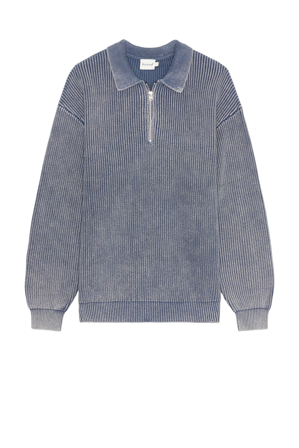 Bound Acid Washed Half Zip Knit Pullover