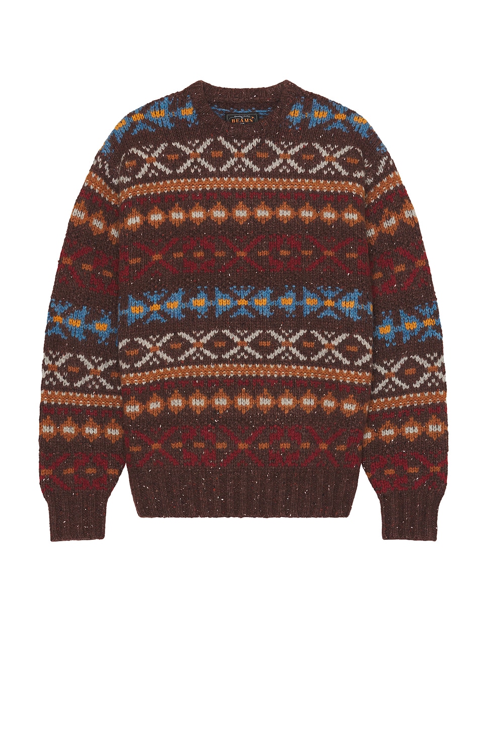 Beams Plus Crew Fair Isle Pattern 3g Sweater