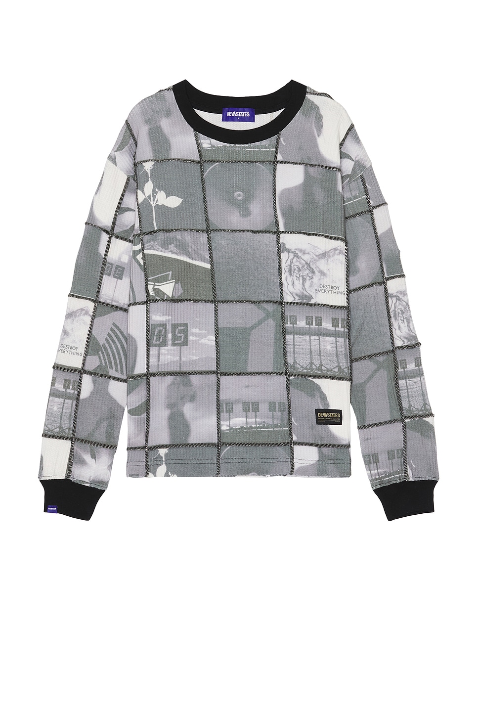 Deva States Precious Waffle Patchwork Long Sleeve Tee