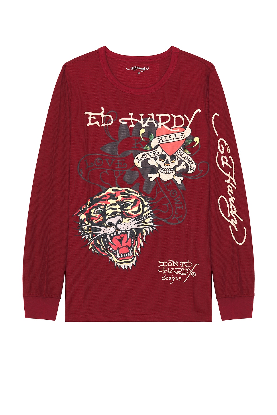 Ed Hardy Tiger Skull Long Sleeve Thermal Tee