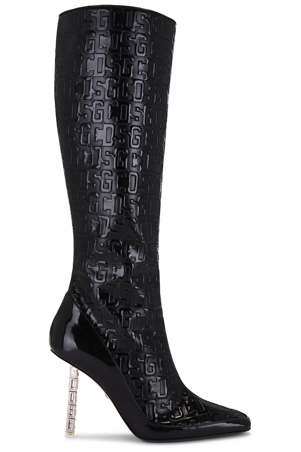 GCDS Patent Monogram Logo Chain Boots