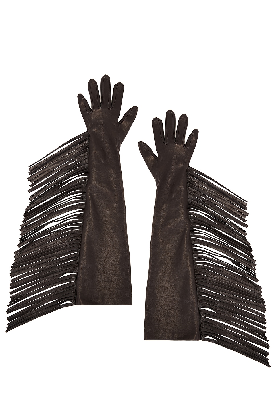 MANOKHI Long Fringed Leather Gloves