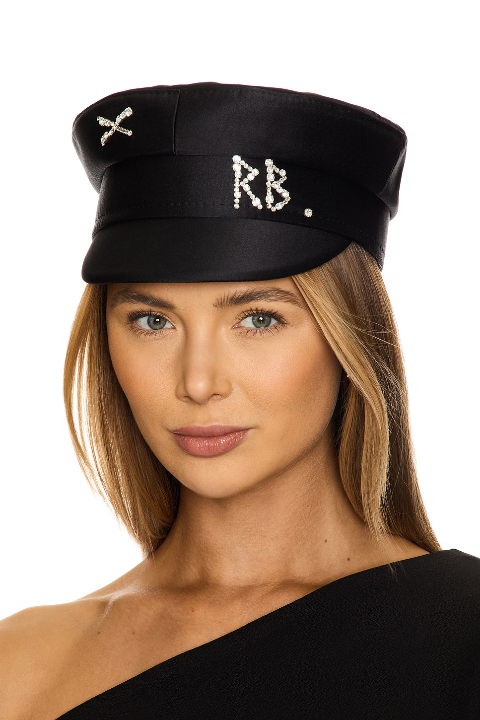 Ruslan Baginskiy Crystal-embellished Satin Baker Boy Cap