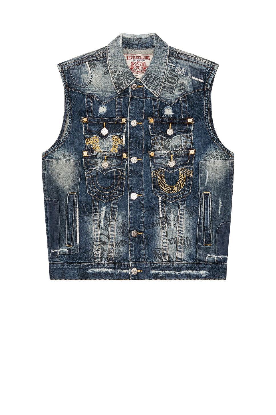 True Religion x Bad Weather Denim Stacked Pocket Vest