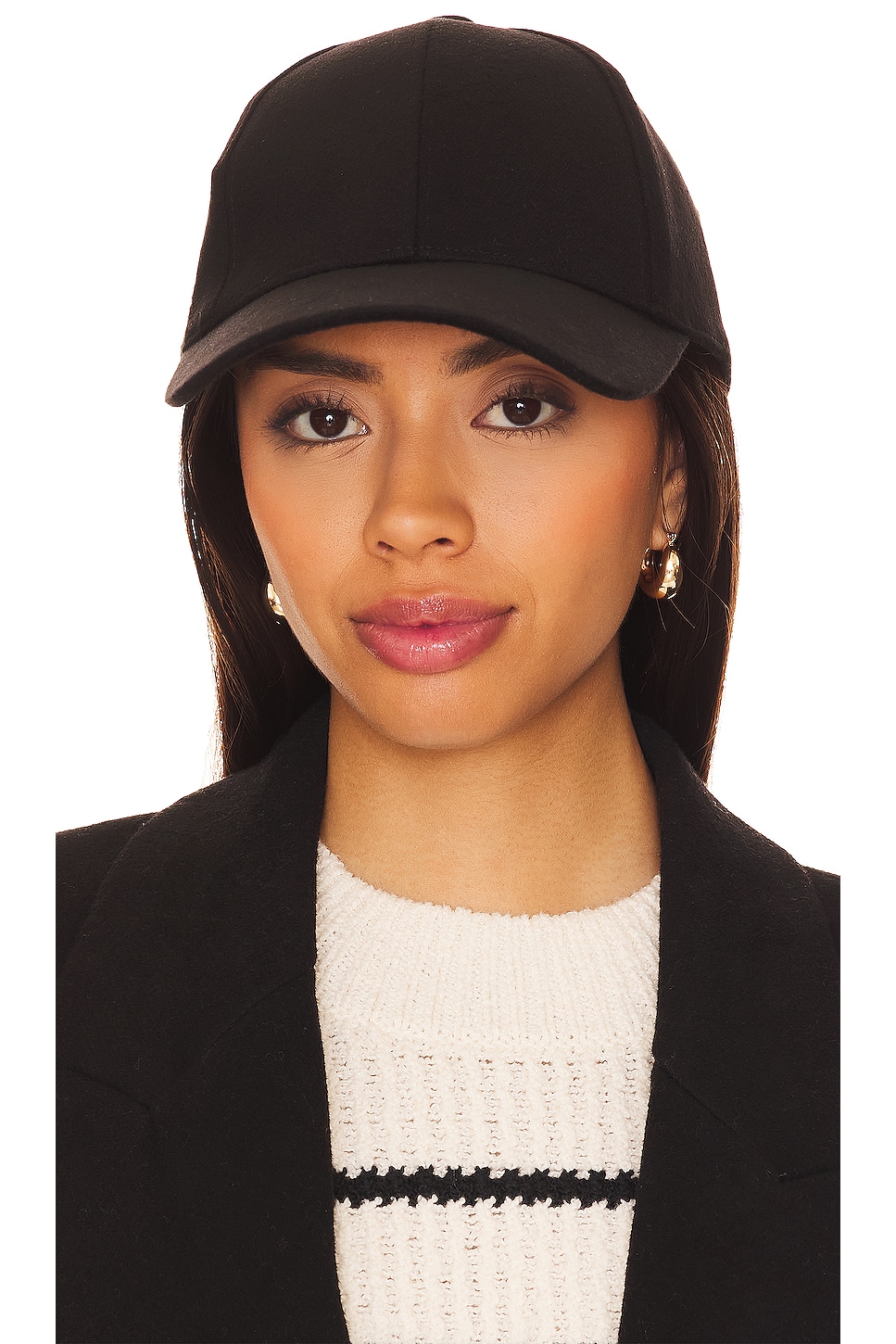 Vince Cashmere Baseball Cap With Leather Trim